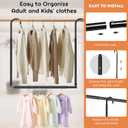 Hanging Closet Rod Adjustable Width Height Closet Rods For Hanging Clothes Black Closet Extender Hanging Rod Clothes Space-Saving Hanging Bar Organizer