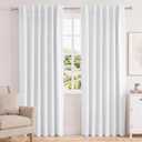 Turquoize White Curtains 84 Inch Long Room Darkening Curtain for Bedroom Thermal Insulated Back Tab Rod Pocket Black Out Curtains for Living Room, 52" W x 84" L, 2 Panels, Pure White