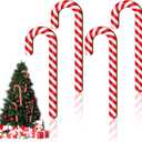 Large Size 4 Pcs 15.7 Inch Christmas Large Candy Canes for Tree Decorations Red and White Giant Candy Cane Props Bulk Xmas Hanging Ornaments Rustic Wood Flat for Party Supplies DIY Crafts Photoshoot