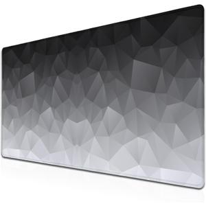 Computer Desk Mat XXL Mousepad Big Mouse Pad Gaming Desk Mats Office Pad Non-Slip Rubber Base Waterproof with Stitched Edges 35.4 X 15.7 for Game Office, White Grey Geometric