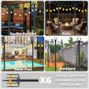 6 Pack 10 ft Heavy Duty Metal String Light Poles Adjustable Outdoor Lighting Stand for Patio,Backyard,Garden,Party & Wedding Rustproof & Sturdy with Hooks
