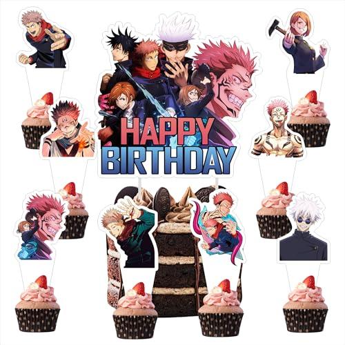 25Pcs Cartoon For Jujutsu Manga Kaisen Cupcake Toppers,Inspired Cupcake For Anime Picks School Wizard Theme Birthday Party Cake Decorations Supplies.
