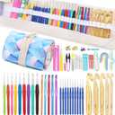 Zlulary 116 PCS Crochet Hooks Set, Ergonomic Large Crochet Hooks Set with Case Crochets Hook Kit Crochet Needles Kit Crochets Bag Kit with Crochets Accessories, Stitch Marker