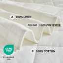 WARMDERN Linen Cotton Quilts Set Queen Size, 100% Cotton White Quilt Bedspreads with Box Stitched, 3 Pieces Soft Lightweight Bedspreads Coverlet with 2 Pillow Shams for All Season, Cream White, 90x96