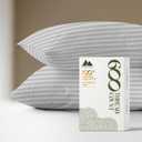 Mayfair Linen 100% Egyptian Cotton Damask Pillow Cases Queen/Standard Size Set of 2-600 Thread Count Cotton Pillowcases (Silver Grey Stripe), Soft & Cooling Extra Long Staple Sateen Pillow Covers