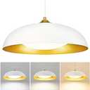 kudos LED Pendant Light Fixtures, Modern White and Gold Pendant Lights, 15 Inch Large Hanging Light Fixtures for Kitchen Island, Dining Room, Living Room, Bedroom, 5CCT Adjustable, KDPL02-WT