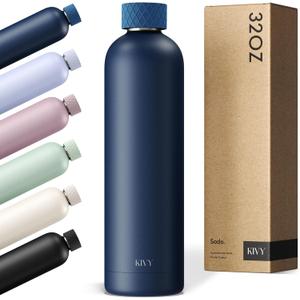 KIVY Insulated Water Bottle (Dark Blue, 33.8 Ounces)
