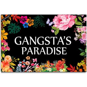 Gangsta's Paradise Flower Doormat Funny Welcome Mat Floor Mat Rug Outdoor Front Door Bathroom Mats Indoor 23.6" x 15.7"