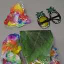 PHOGARY 7 Pack Hawaiian Flower Leaf Hula Skirt Costume Accessory Kit for Hawaii Luau Party