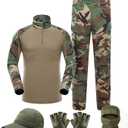 VPZenar Tactical Uniform,Combat Pants and Shirt,Cap Balaclava Gloves Set,Camo Camouflage Suits, Men's Military Airsoft Gear XL