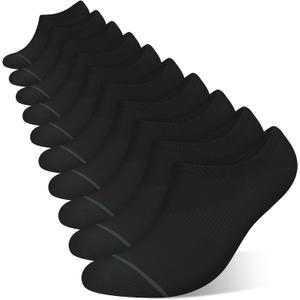 10 x wernies 10 Pairs No Show Socks Men Low Cut Ankle Short Casual Thin Invisible Socks with Non Slip Grips (Black)