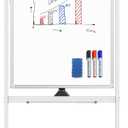 Magnetic Mobile White Board, 48 x 24 Double Sided Dry Erase Board Rolling Whiteboard Aluminum Frame Standing Whiteboard on Wheels