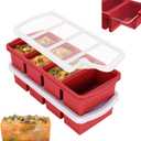 ZIP STANDING Silicone Freezer Trays with Lid,1-cup Soup Freezer Container large Ice Cube Molds with Reinforced Steel Ring Top for freezing Soup Sauce Broth Leftovers oven Dishwasher -Safe(2-Pack)