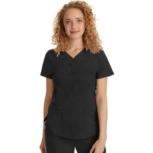 Healing Hands Jane Scrub Top for Women with Y-Neck, Pockets & Stretch 2167 (X-Large, Black)