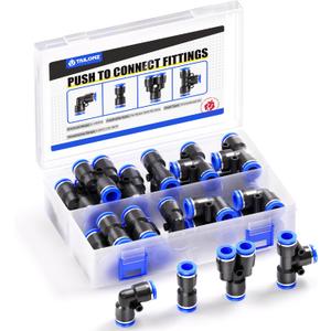 TAILONZ PNEUMATIC 12mm od Push to Connect Fittings Pneumatic Fittings Kit 5 Spliters+5 Elbows+5 tee+5 Straight (20 pcs)