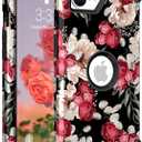 PIXIU Unique Flower Pattern Compatible with iPhone 17e/16e 6.1 inch case,Heavy Duty Dual Layer Shockproof Full-Body Protective Sturdy Hybrid Cute Rugged Case for Women,Girls,Kids Rose