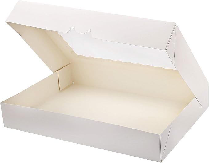 20-Pack 16" x 11" x 2.5" Bakery Boxes with Window Hold 12 Donuts, Auto-Popup Large Cookie Boxes, Treat Boxes for Pastries (White)