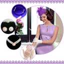 BACH AND BOUJEE Purple Tea Party Hats for Women Lace Gloves Fascinators Hats with Veil Feather Purple Vintage Tea Party Accessories Women Necklace Earrings Set 20s Wedding Accessories (Purple)