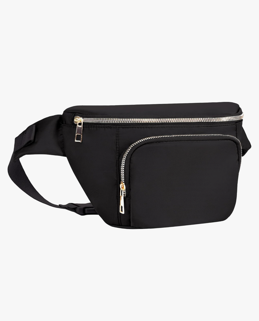 sportsnew Fanny Packs for Women,Large Waist Pack with Extra Extension Belt,Fashion Crossbody Belt Bags for Travel Walking Running Hiking Black