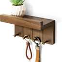 Rebee Vision Farmhouse Key Holder Wall Mount - Small Key Rack & Mail Organizer for Wall with 4 Key Hooks & Small Shelf - Home Essentials for Home Decor (Acacia Wood) (Small - 8 inch)