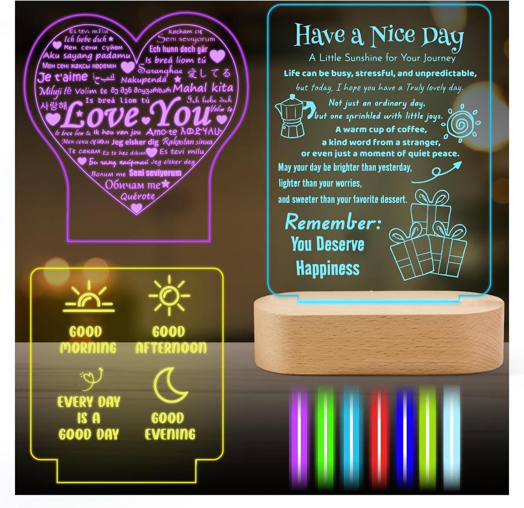 Friendship Gift for Women, 3D Illusion Lamp for Bestie, Wife, Best Friend Birthday Graduation Gifts for Women Daughter & BFF Birthday Holiday, 7 Colors+3 Modes, Dimmable