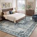 DEXI 9x12 Area Rugs for Living Room, Washable Rug for Bedroom, Blue Grey