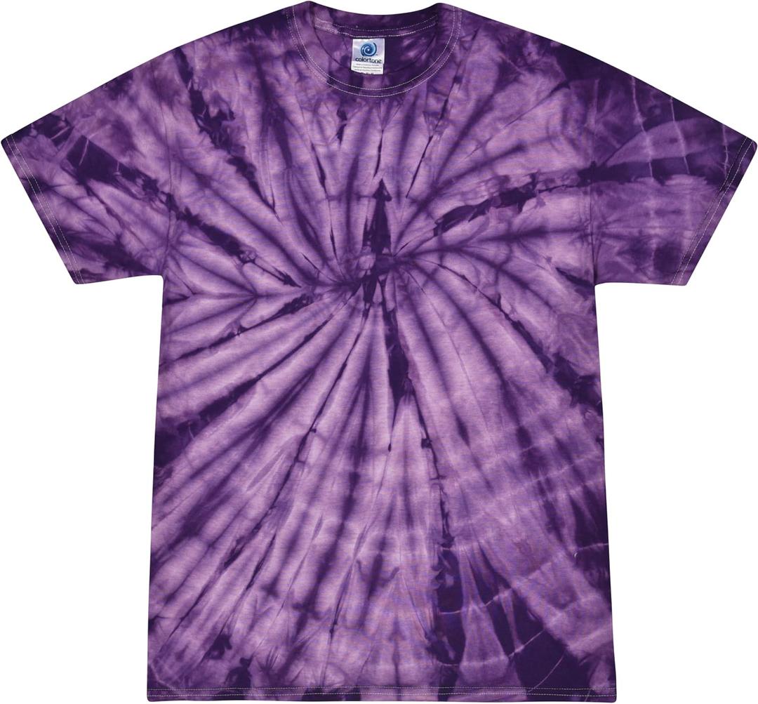 Colortone Spider Tie Dye T-Shirts for Men and Women - Unisex Short Sleeve Tie-Dye T Shirts for Adults (Purple, S)