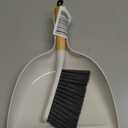 MR.SIGA Dustpan and Brush Set, Portable Cleaning Brush and Dustpan Combo with Bamboo Handle, White, 1 Set