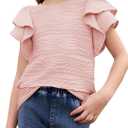 blibean Girls Ruffled Short Sleeve Textured Tops Shirts Size 6-7 Years (M)