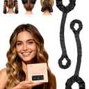 BONNET QUEEN Heatless Hair Curler Set (2Pcs), Heatless Curls Overnight with Satin Hair Rollers, All-in-One Curling Rod for Hair Curlers to Sleep In, Black(For Bouncy Curls)