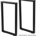 Metal Table Legs 30 Inch Heavy Duty Dining Desk Legs Black Metal Coffee Table Legs with Adjustable Feet Pads, Black, Set of 2