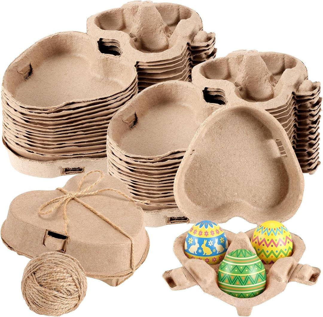 32 Pcs Heart Shaped Egg Carton for Valentine's Day & Easter, Reusable Egg Cartons Holds 3 Eggs, Bulk for Home Kitchen Baking Storage (32)
