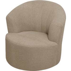 SZJIAHTM Round Club Swivel Barrel Chair Cover Modern Accent Round Club Armchair Slipcover Soft Stretch Chair Covers for Living Room (One Size, Tan)