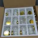 Pickmesh 24 Set 4 oz Bear Shaped Rosh Hashanah Glass Honey Jars with Dipper Bee Pendants Tags Twine Honey Jars Party Favors Small Bear Bottle Container for Baby Shower Wedding Favors(Gold Lids)