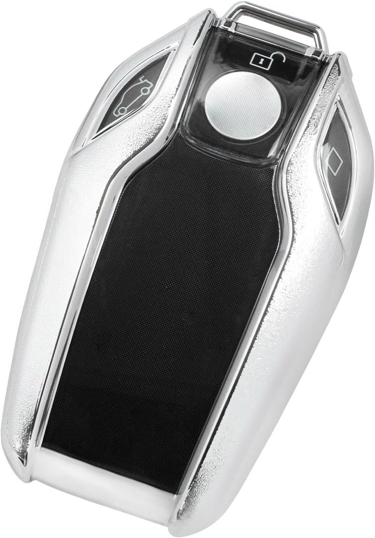 TANGSEN Smart Key Fob Case Cover Compatible with BMW 5 Series 528Li 530Li 540Li G30 G31 6 Series GT G11 G12 7 Series 740 X3 G01 i8 Keyless Entry Remote TPU Transparency Frosted Key Shell (Universal Button)