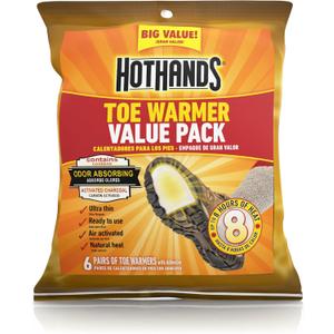 HotHands Toe Warmers - Long Lasting Safe Natural Odorless Air Activated Warmers - Up to 8 Hours of Heat - 6 Pair