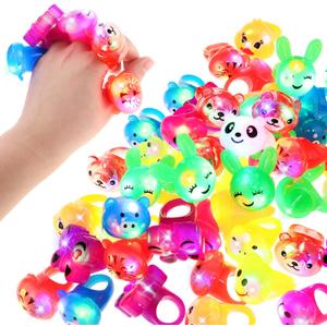 100 Pack Light up Ring St Patrick's Day Flashing Party Favor LED Jelly Ring Glow in the Dark Ring Animal Bumpy Ring for Boys Girls Finger Toy for Prizes Birthday Rewards Raves Concert Shows Supplies