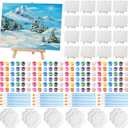 Qilery 24 Set, 6 x 8 Inch Mini Canvas Boards and Easel for Painting, Acrylic Paint Strips, Palettes, Brushes, Canvases Painting Kits for Kids Adults Artists Beginners Oil Acrylic Painting Party Favors