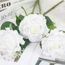 5PCS Real Touch Roses White Artificial Flowers, 16.93" Long Stems Lifelike Faxu Roses Fake Flowers for Table Centerpieces Wedding Home Party Decorations(White)