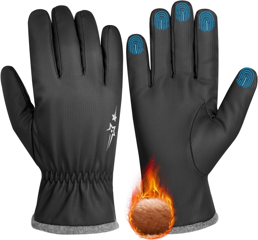 Winter Gloves for Men Women Cold Weather, Full Touchscreen Gloves with Warm Plush Lining Cycling Driving Gloves (Small)