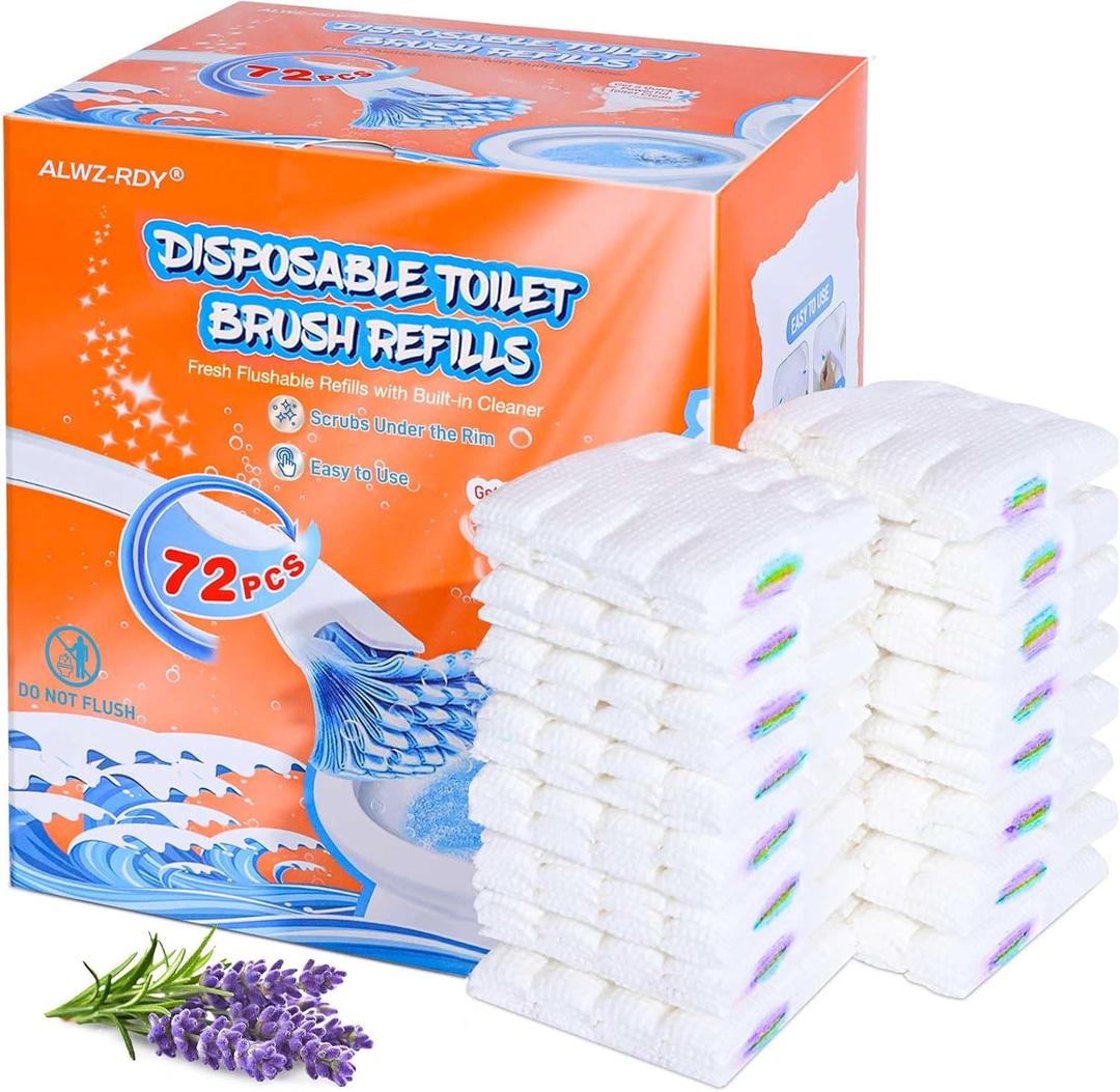 Toilet Cleaner Refill Pads 72ct Disposable Scrubber Refill Fresh Bowl Pads for Bathroom, Lavender Scent