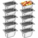 10 Pack Hotel Pans 1/9 Size 4 Inch Stainless Steel Steam Table Pan, Metal Steamer Pan Food Storage Containers Catering Tray for Hotel Restaurant Buffet Party, 6.9 L x 4.3 W x 4 D