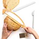 Adjustable Bread Knife for Homemade Bread - Bread Cutter with 1/2-inch and 1-inch Thickness Guides - 17-inch Bread Knife - Bow Design Easy to Cutting Even Slices for Baguettes and Sandwiches and More (Beech Color A)