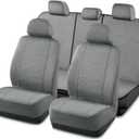 Road Comforts Full Set Car Seat Covers Front Rear Seat Cover Low Back, Flax Seat Protector, Airbag Compatible, Universal Fits for Most Cars, Truck, SUV, Vans Gray