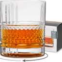 Viski Revolve Spinning Whiskey Glass, Unique Bourbon Glass, Old Fashioned Cocktail glass, Crystal Cut Scotch Glass, Set of 1, 10oz