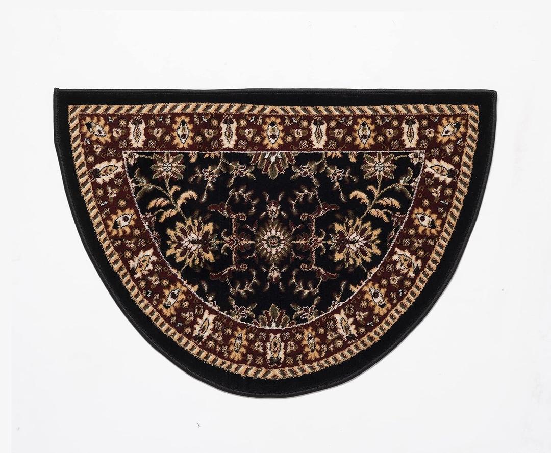 GAD Hearth Slice Fireplace Rug, Classic, Traditional, Log Cabin Decor, Accent Rug, Fire Resistant Mat, Stain Resistant, Area Rug for Bedroom, Living Room, Entryway, 2'2"x3'3" (Black/Red/Black)