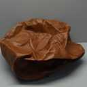 Thgonwid Unstuffed Moroccan Storage Pouf Foot Stool Ottoman Seat Handmade Faux Leather Bean Bag Floor Chair Foot Rest for Living Room, Bedroom or Balcony (Light Brown)