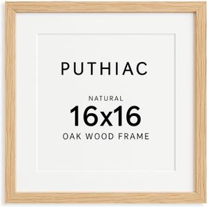 16x16 Picture Frames for Wall - Minimalist 16x16 Oak Wood Frames, 16"x16" Picture Frame Wood, Natural Solid Wooden Picture Frames for Wall Art Photo and Prints(1 Pack, Beige)