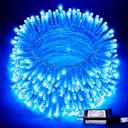 JMEXSUSS Blue Christmas String Lights Indoor Outdoor, 66ft 200 LED Blue String Lights Clear Wire Plug in, 8 Modes Waterproof Christmas Lights for Halloween Tree Party Bedroom Wall Christmas Decoration