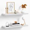 Floating Shelves for Wall, White Wood Wall Shelf Set of 2, 24" Wall Mounted Floating Shelf for Kitchen, Living Room, Bedroom, Bathroom Storage, Book Shelf for Walls Home Decor, Frame Display